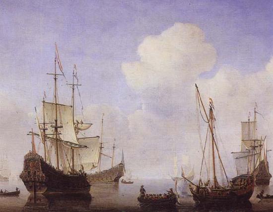 VELDE, Willem van de, the Younger Ships riding quietly at anchor Germany oil painting art